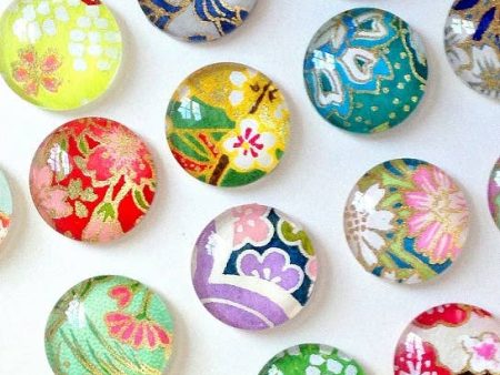 Magnet - Japanese Chiyogami Circles - set of 4 For Sale