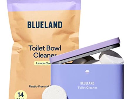 BLUELAND Toilet Bowl Cleaner Starter Set - Eco Friendly Products & Cleaning Supplies - No Harsh Chemicals, Plant-Based - Lemon Cedar - 14 tablets Fashion