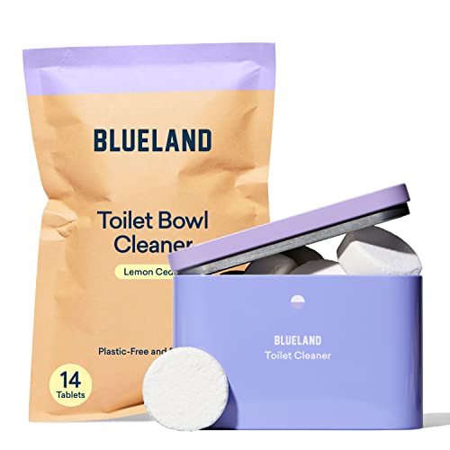 BLUELAND Toilet Bowl Cleaner Starter Set - Eco Friendly Products & Cleaning Supplies - No Harsh Chemicals, Plant-Based - Lemon Cedar - 14 tablets Fashion