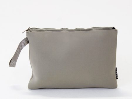 OVERSIZED WRISTLET POUCH TAUPE Hot on Sale