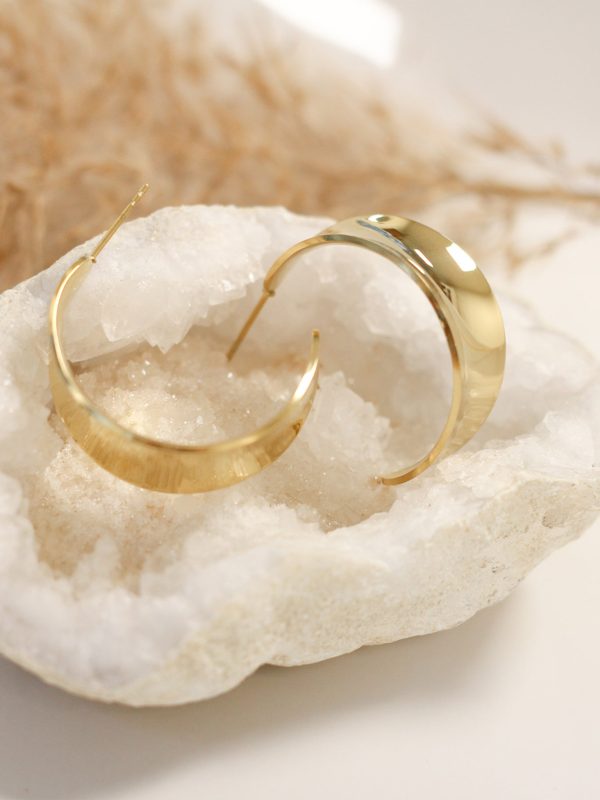 Wide Crescent Hoop Earrings on Sale