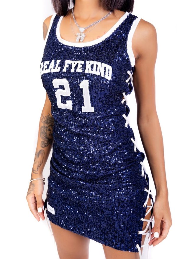 Blue  Fyer Glitter Jersey Dress Hot on Sale