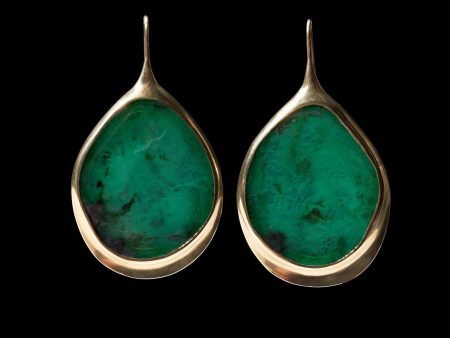 XL Emerald Slice Peacock Eye Earrings For Cheap