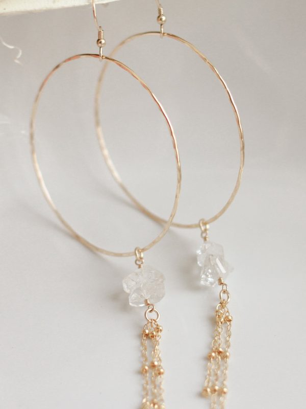 Diamond Dangle Hoop Earrings Online now