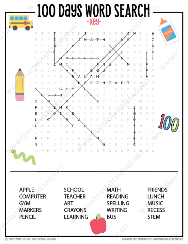 100 Days of School Printable Activity Bundle Supply