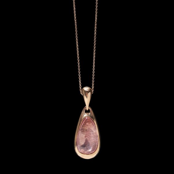 Rose Quartz Large Teardrop Pendant Necklace on Sale