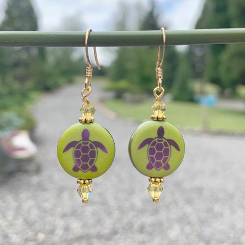 Etched Turtle Earrings Discount