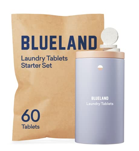 BLUELAND Laundry Detergent Tablet Starter Set - Plastic-Free & Eco Friendly Alternative to Sheets Pods and Liquids - Natural, Gentle, Plant Based - 60 Loads For Discount