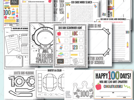 100 Days of School Printable Activity Bundle Supply