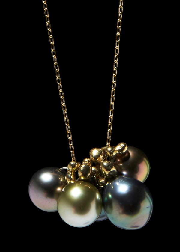 Molten Cluster Tahitian Black Pearl Charm Necklace Hot on Sale