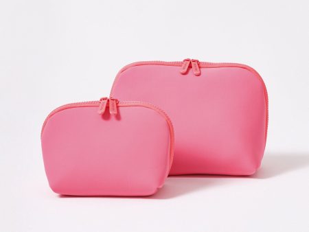 MAKEUP POUCH SET NEON PINK Fashion