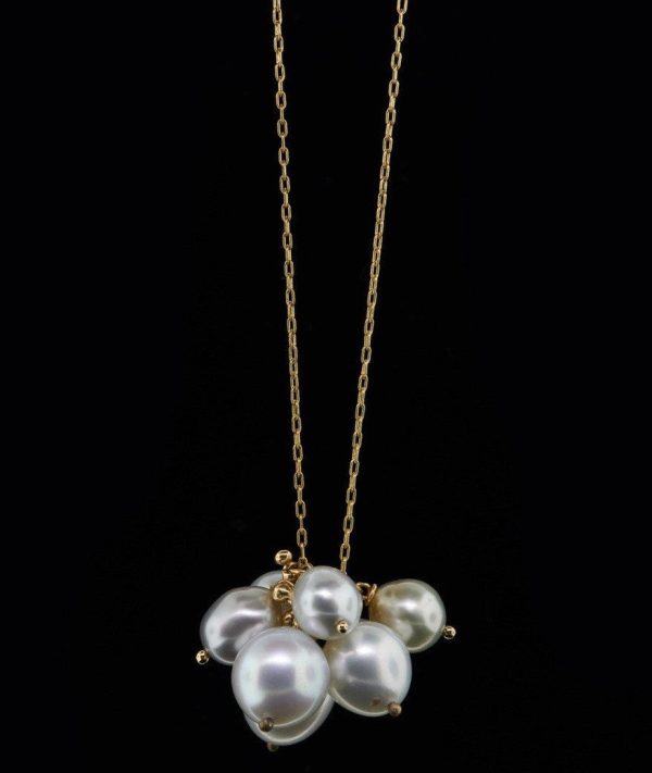 Molten Cluster Tahitian White Pearl Charm Necklace For Cheap