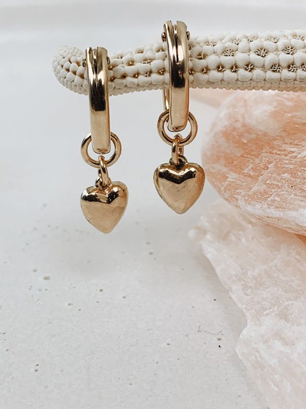 Puffed Heart Hoop Earrings Supply