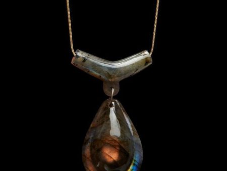 XL Labradorite Teardrop and Holder Bead Necklace Discount