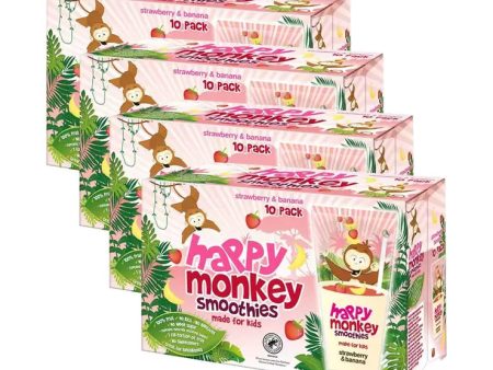 Happy Monkey Strawberry & Banana Smoothies Pack of 4 x 10 x 180ml Sale