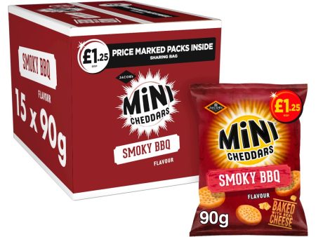 Jacob s Mini Cheddars Smoky BBQ Snacks Pack of 15 x 90g Supply