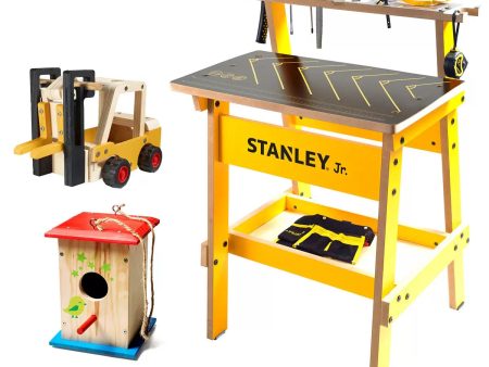 Stanley Jr Kids Workbench Tool Set & 2 Wooden Kits (8+ Years) Online Hot Sale