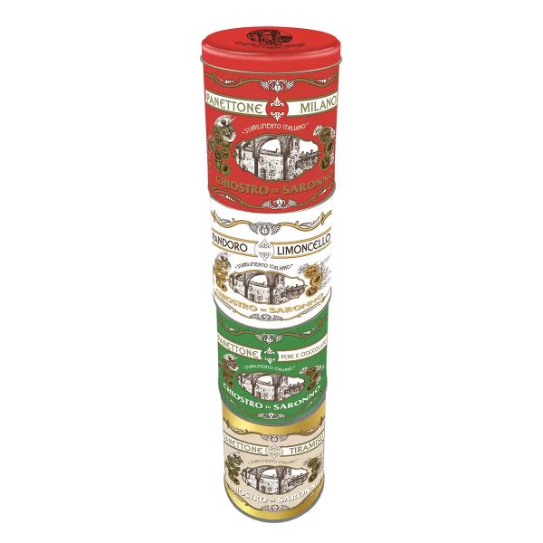 Lazzaroni Chiostro Di Saronno Assorted Mini Panettone Gift Tower Pack of 4x100g on Sale