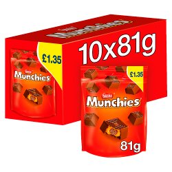 Munchies Milk Chocolate & Caramel Share Bag Pack of 10x81g For Sale