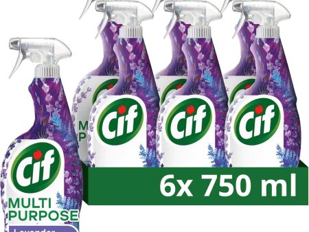 Cif Lavender & Blue Fern Multipurpose Cleaner Spray Pack of 6x750ml Online Sale