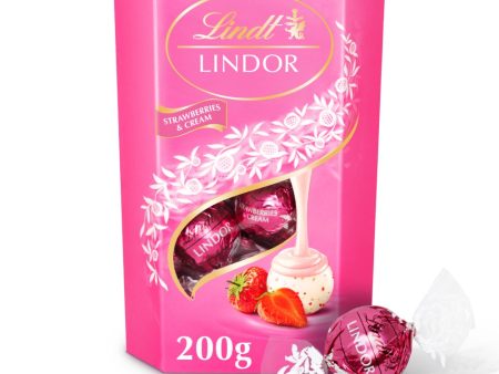 Lindt Lindor Strawberries & Cream Chocolate Truffles Pack of 200g Online Sale