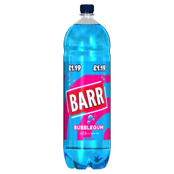 Barr Bubblegum Flavour Fizzy Soft Drink Pack of 6x2L For Sale